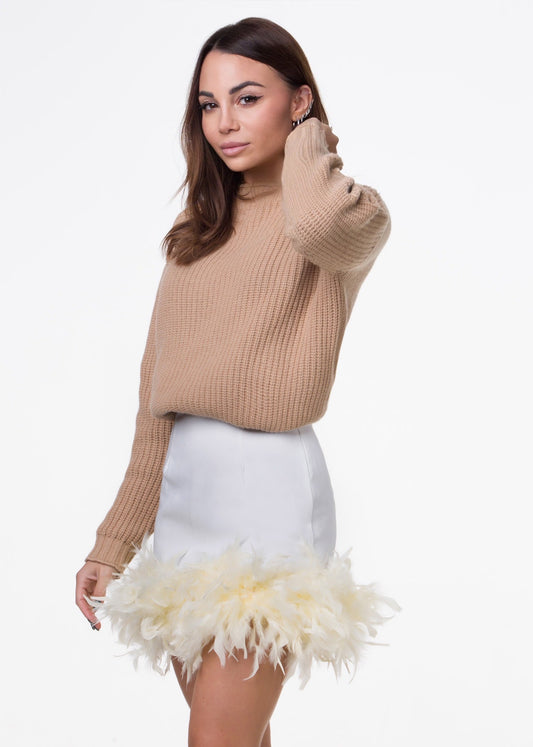 Gonna Mini Bianca piuma Crema