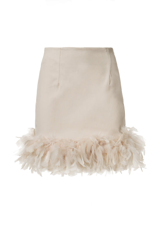 Gonna Mini con Piuma Beige