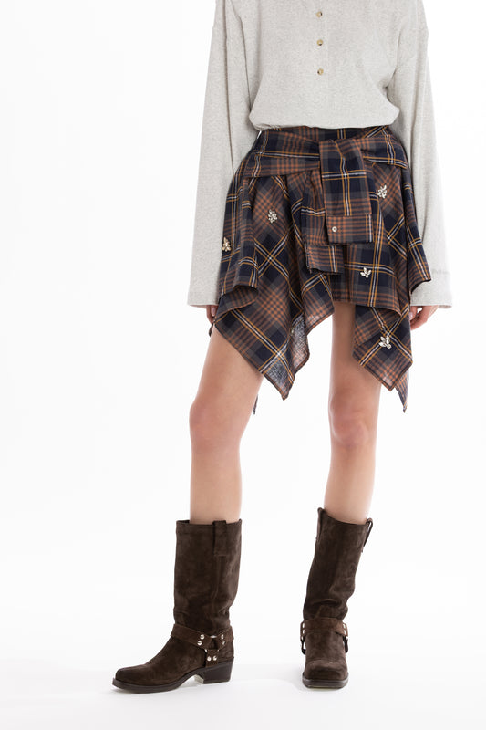 Vale – Gonna Camicia Check Crystal