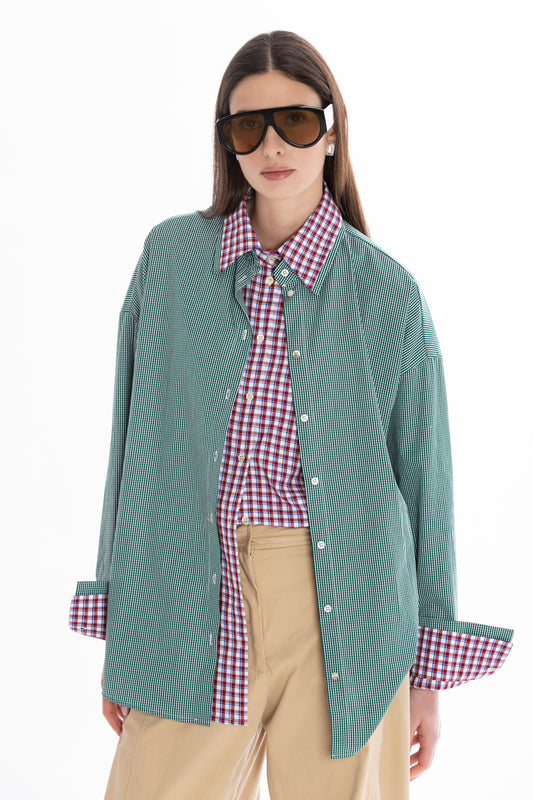 Overlap Shirt – Camicia Layered Verde/Rosso