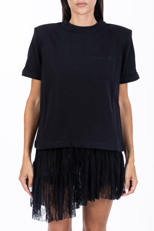 Épaule – T-shirt Strutturata con Spalline Nera