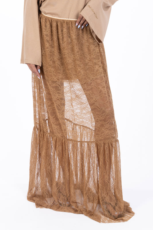 Juliette – Gonna Lunga Balza Pizzo Caramello