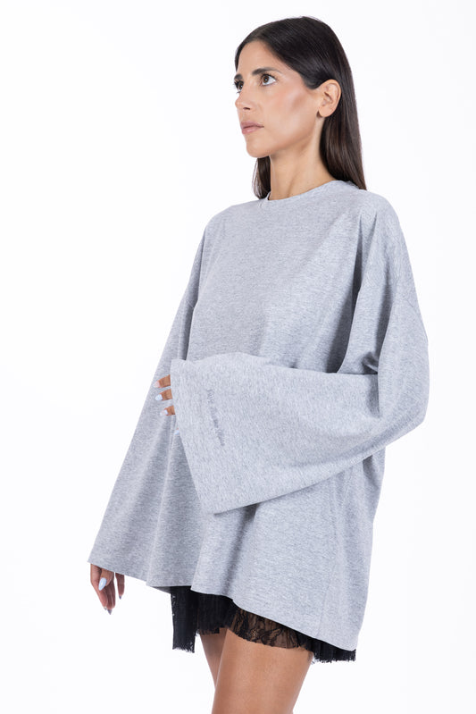 Nacre – Maglia Oversize Maniche Ampie Grigia
