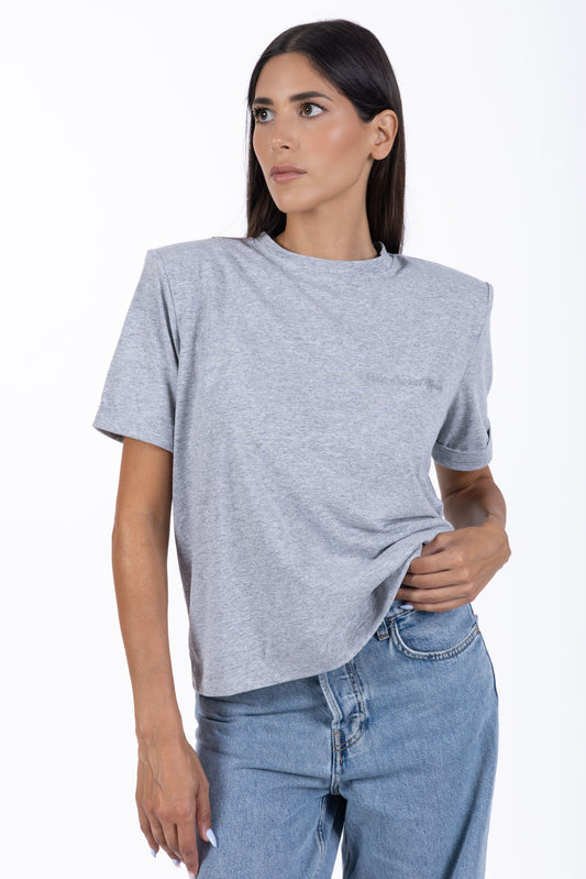 Épaule – T-shirt Strutturata con Spalline Grigia