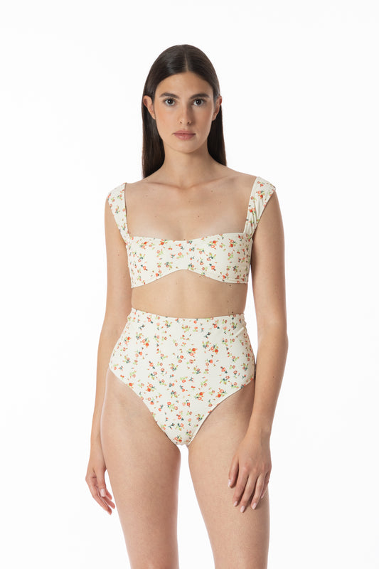 Clio – Slip Bikini Vita Alta Fiori
