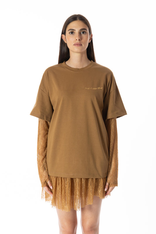 Lace – T-Shirt Oversize Lace Caramello
