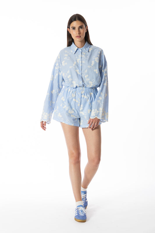 Céleste – Shorts Ricamati in Cotone