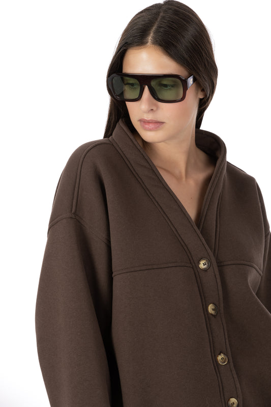 Muse – Felpa Cardigan Marrone