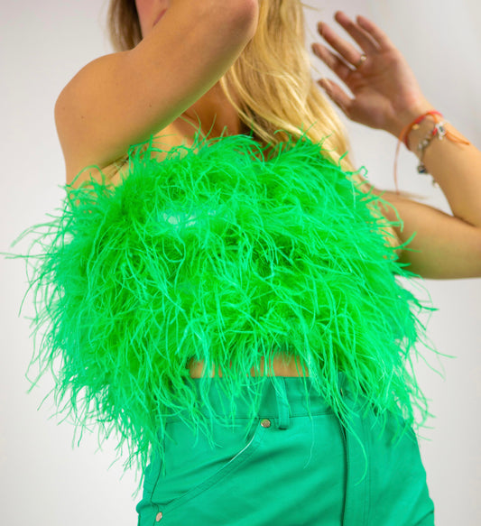 Arianna – Corpetto Piume Verde