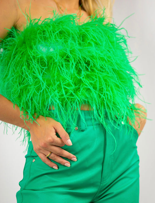 Arianna – Corpetto Piume Verde