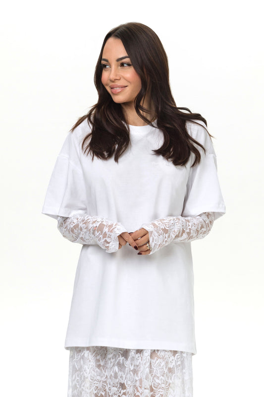 Lace - T-shirt Oversize Lace Bianca