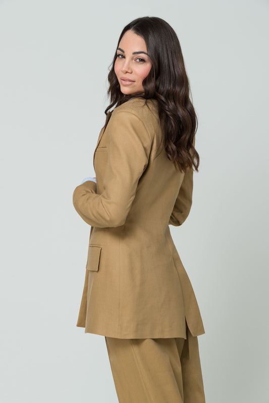 Aura – Blazer Monopetto in Lino Caramello