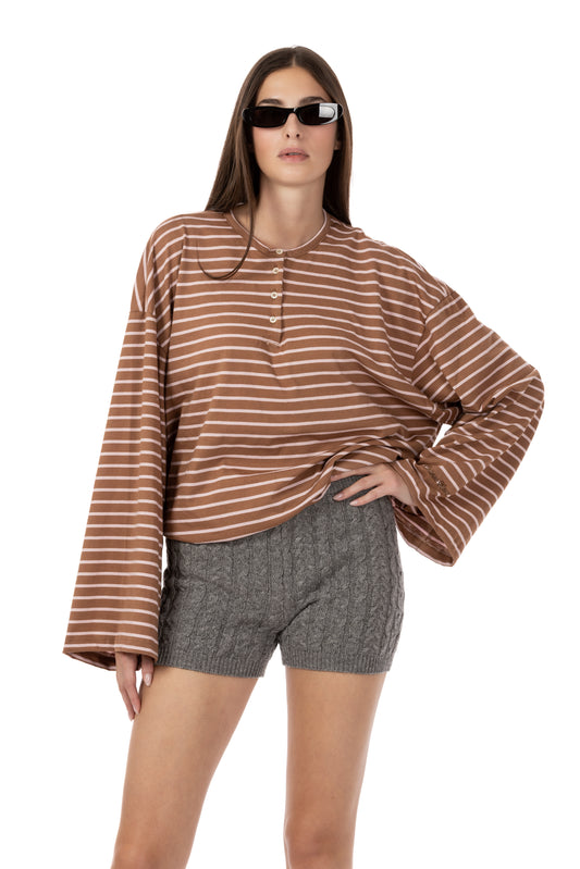 Lauren – Shorts in Maglia a Trecce Grigio