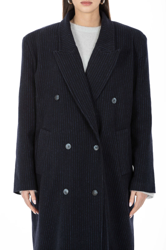 Louis – Cappotto Lana Gessato Blu