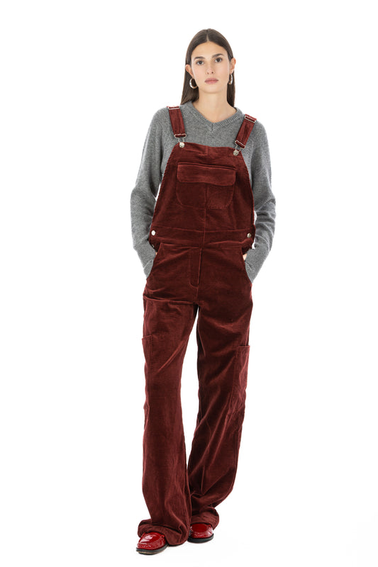 Noemi – Salopette in Velluto Bordeaux
