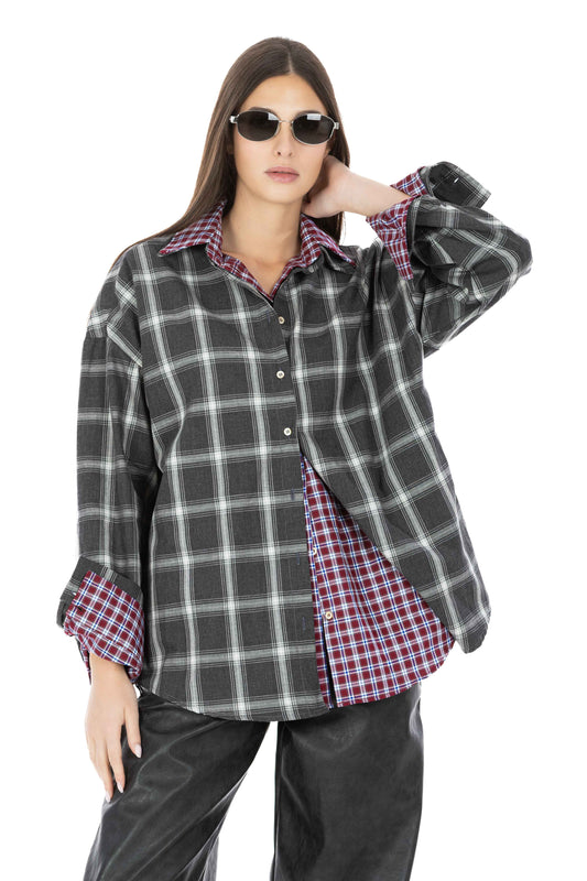 Overlap Shirt - Camicia Layered Smoky/Cherry