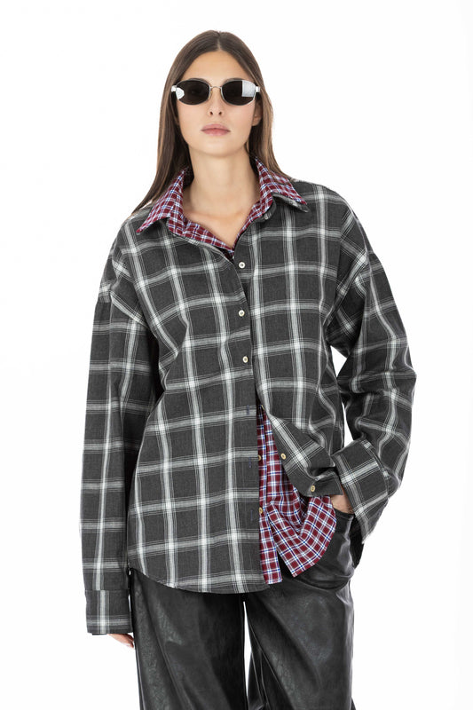 Overlap Shirt - Camicia Layered Smoky/Cherry