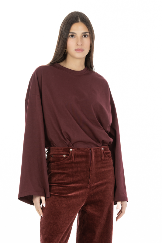 Nacre – Maglia Oversize Maniche Ampie Bordeaux