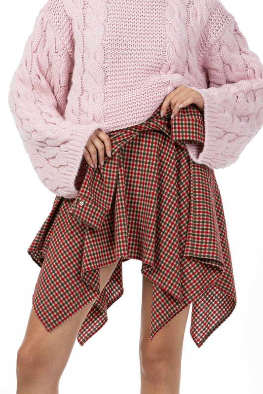 Vale – Gonna Camicia Check Rosso