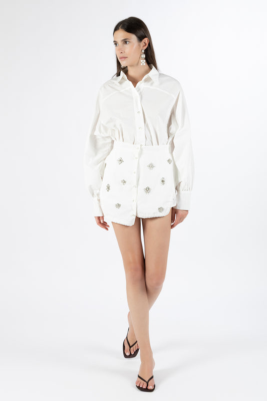 Paloma — Coordinato Camicia e Gonna Crystal Bianco