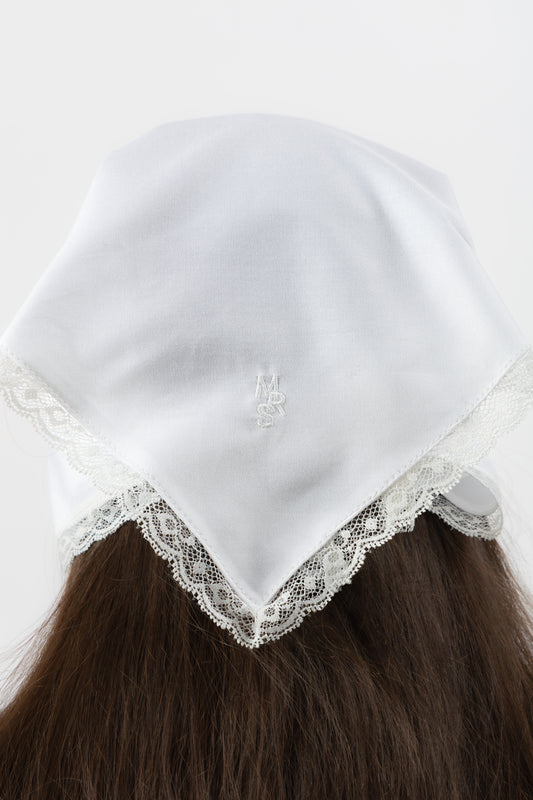 Grace - Bandana in Cotone con Pizzo Bianco