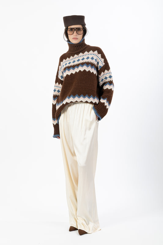 Celine — Pantalone Lungo in Satin Burro