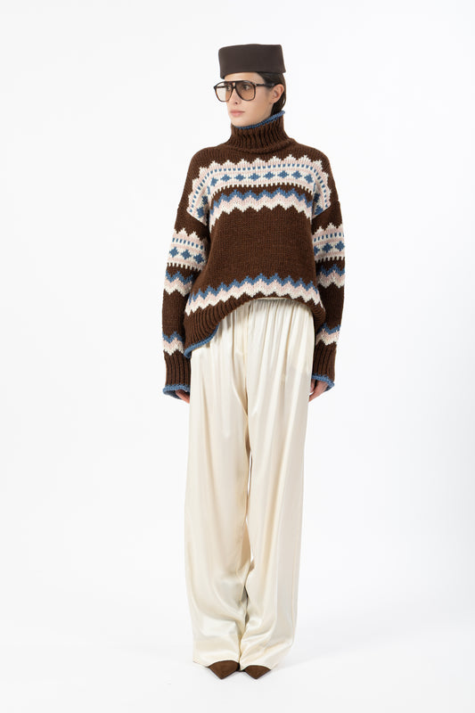 Celine — Pantalone Lungo in Satin Burro