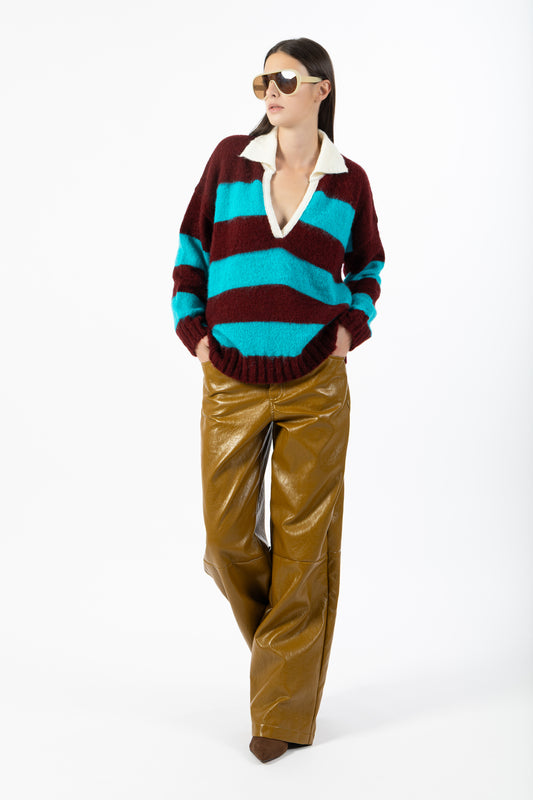 Sally — Maglione Polo in Mohair a Righe