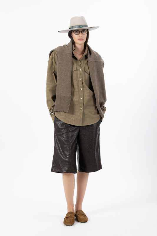 Kendall — Camicia Oversize Check Verde Militare
