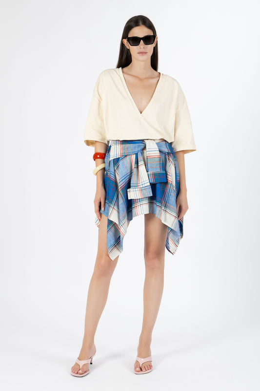 Vale — Gonna Camicia Check Blu