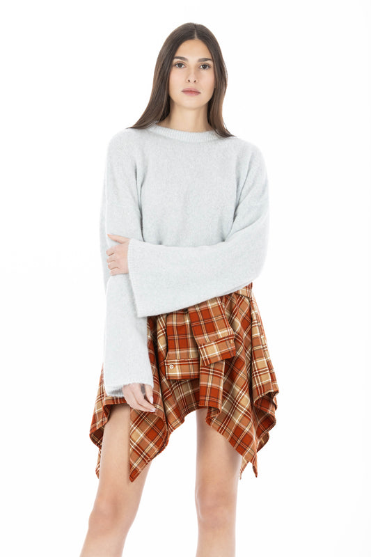 Vale – Gonna Camicia Check Amber