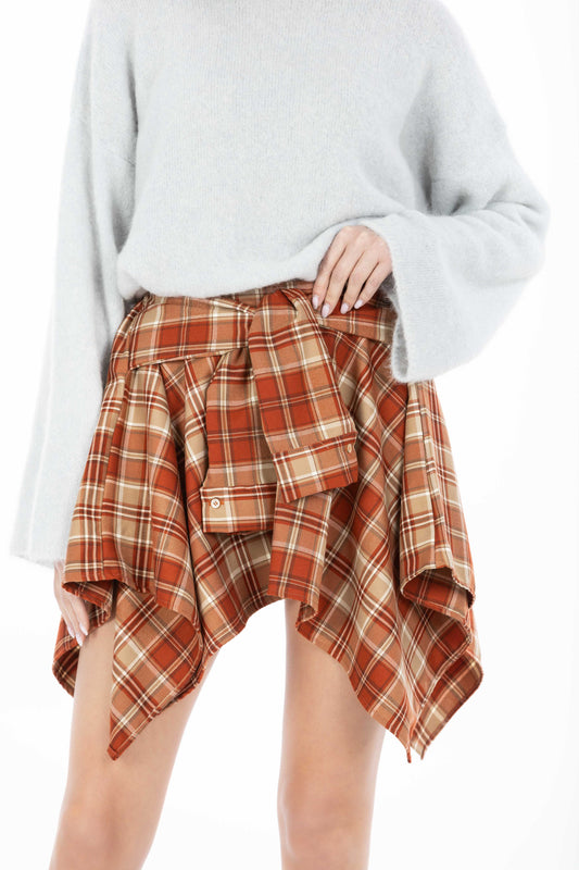 Vale – Gonna Camicia Check Amber