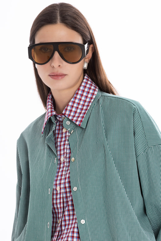 Overlap Shirt – Camicia Layered Verde/Rosso