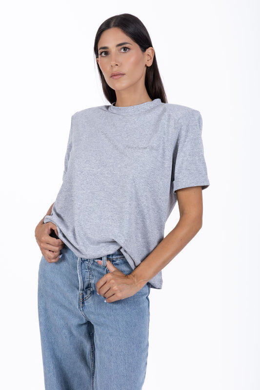 Épaule – T-shirt Strutturata con Spalline Grigia