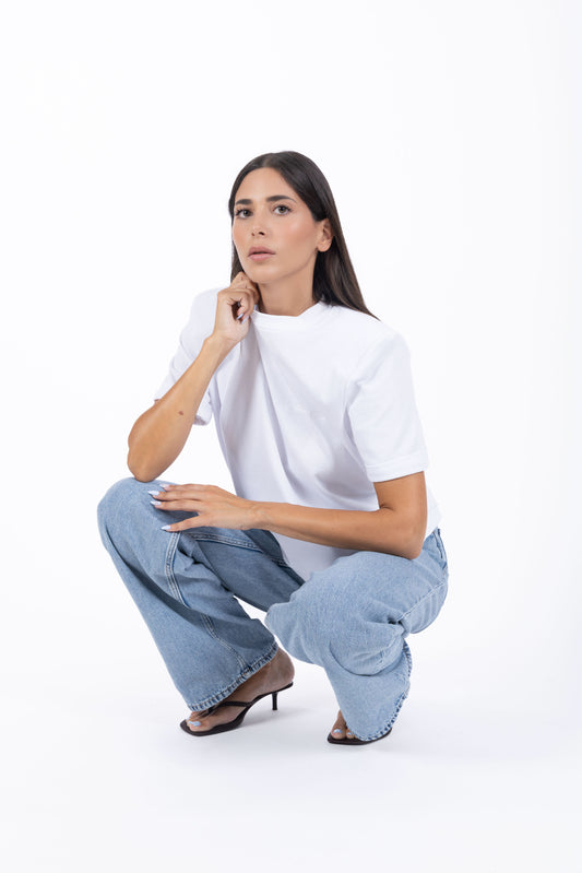 Épaule – T-shirt Strutturata con Spalline Bianca