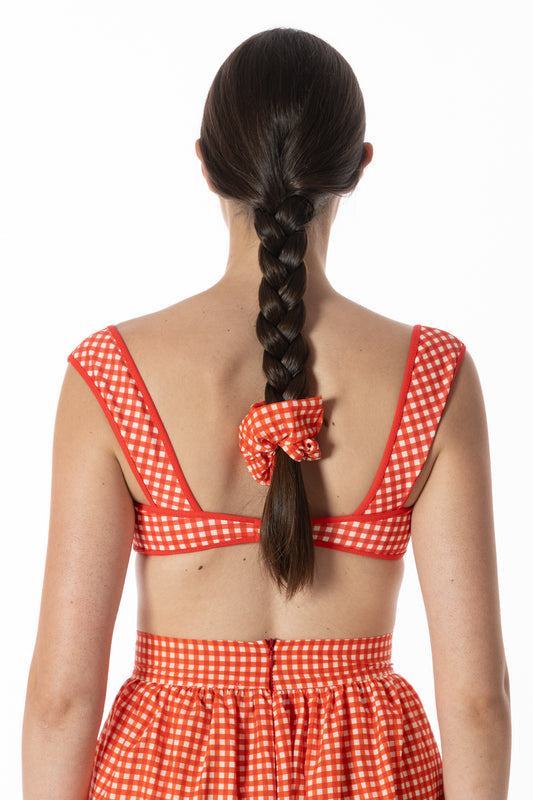 Scrunchie – Elastico per Capelli Coordinato Vichy Rosso