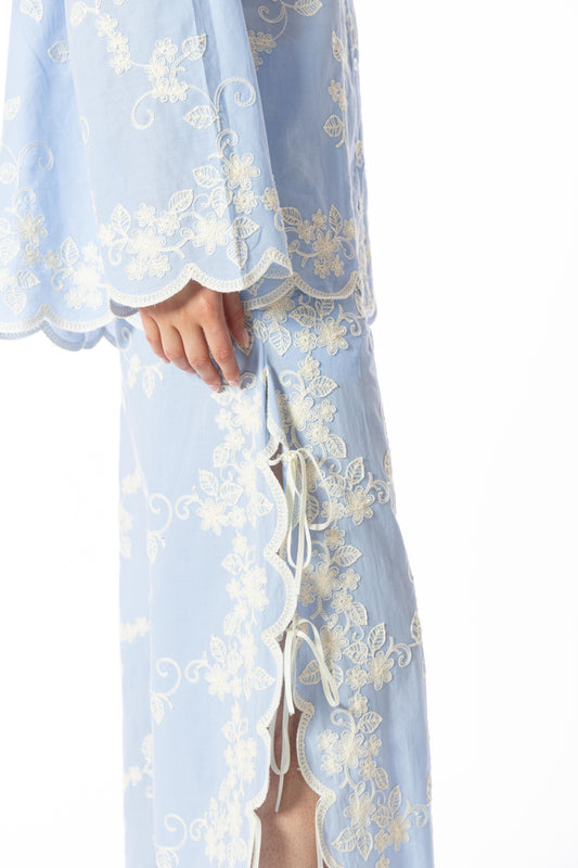 Céleste – Pantaloni Ricamati in Cotone
