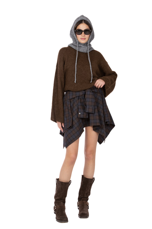 Vale – Gonna Camicia Check Chocolate