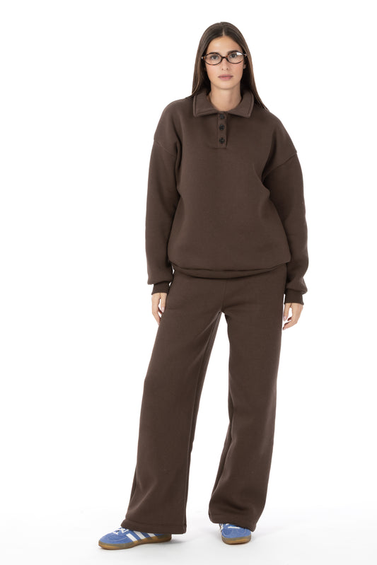 Tessa – Felpa Polo Marrone