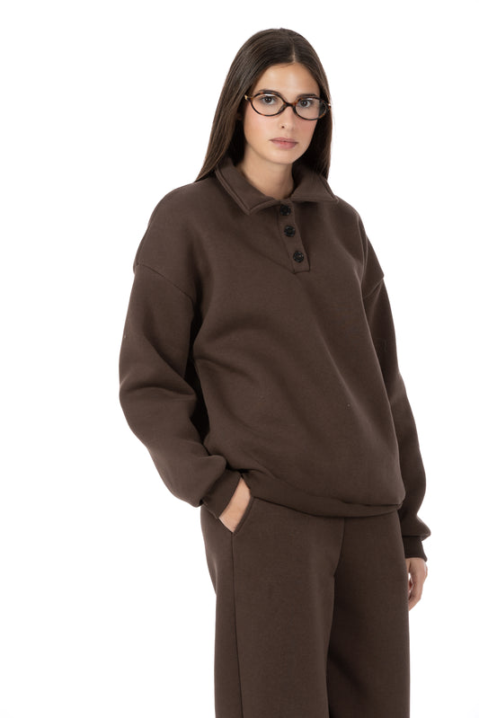 Tessa – Felpa Polo Marrone