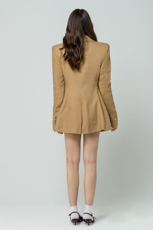 Aura – Blazer Monopetto in Lino Caramello
