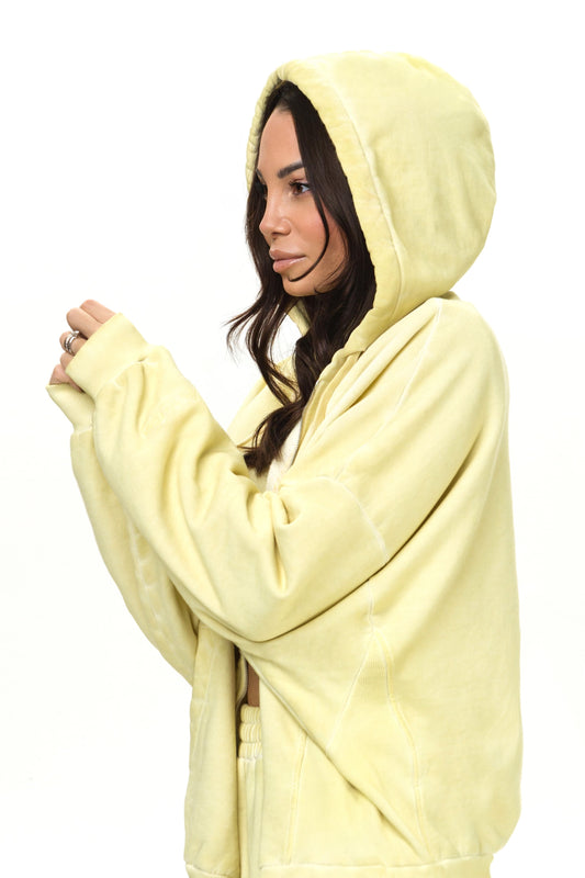 Felpa Oversize Cerniera Fade Lemon