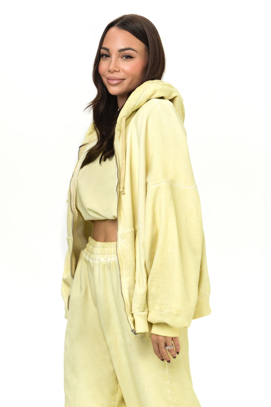 Felpa Oversize Cerniera Fade Lemon
