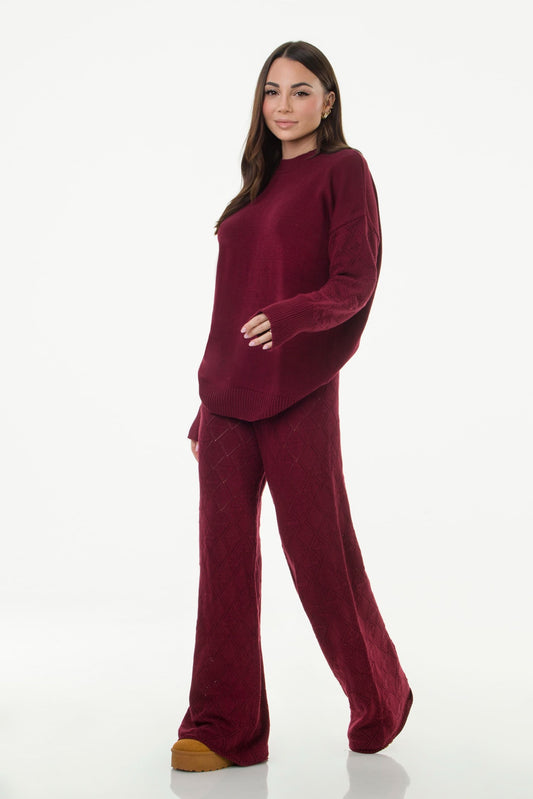 Coordinato Girocollo e Pantaloni Bordeaux