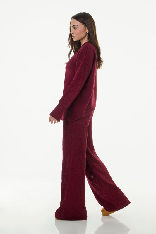 Coordinato Girocollo e Pantaloni Bordeaux