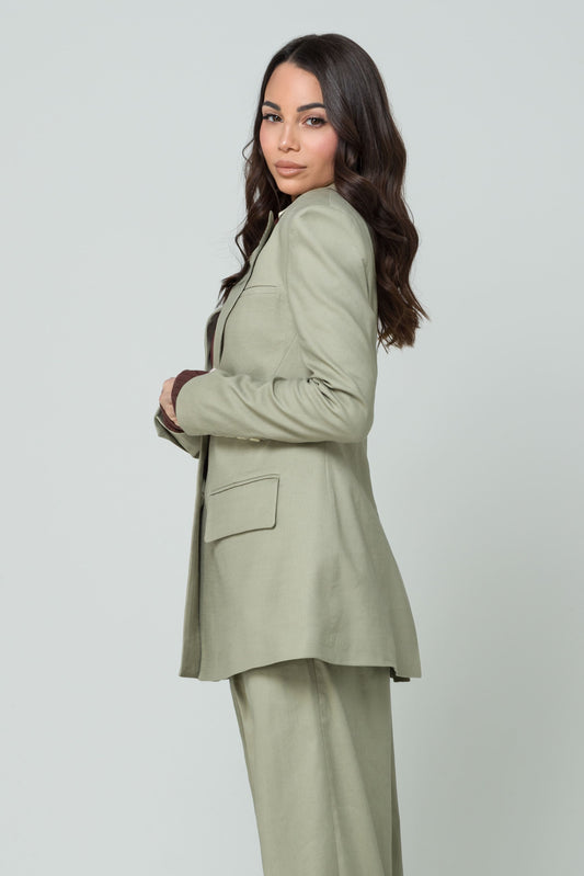 Aura – Blazer Monopetto in Lino Pistacchio
