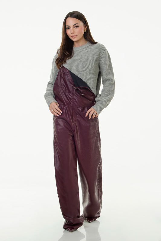 Salopette Pelle Bordeaux
