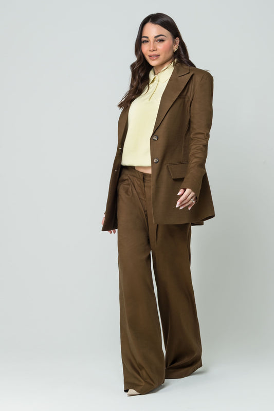 Aura – Blazer Monopetto in Lino Cioccolato