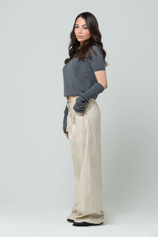 Era – Pantaloni Sartoriali in Lino Sabbia