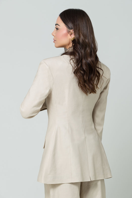 Aura – Blazer Monopetto in Lino Sabbia